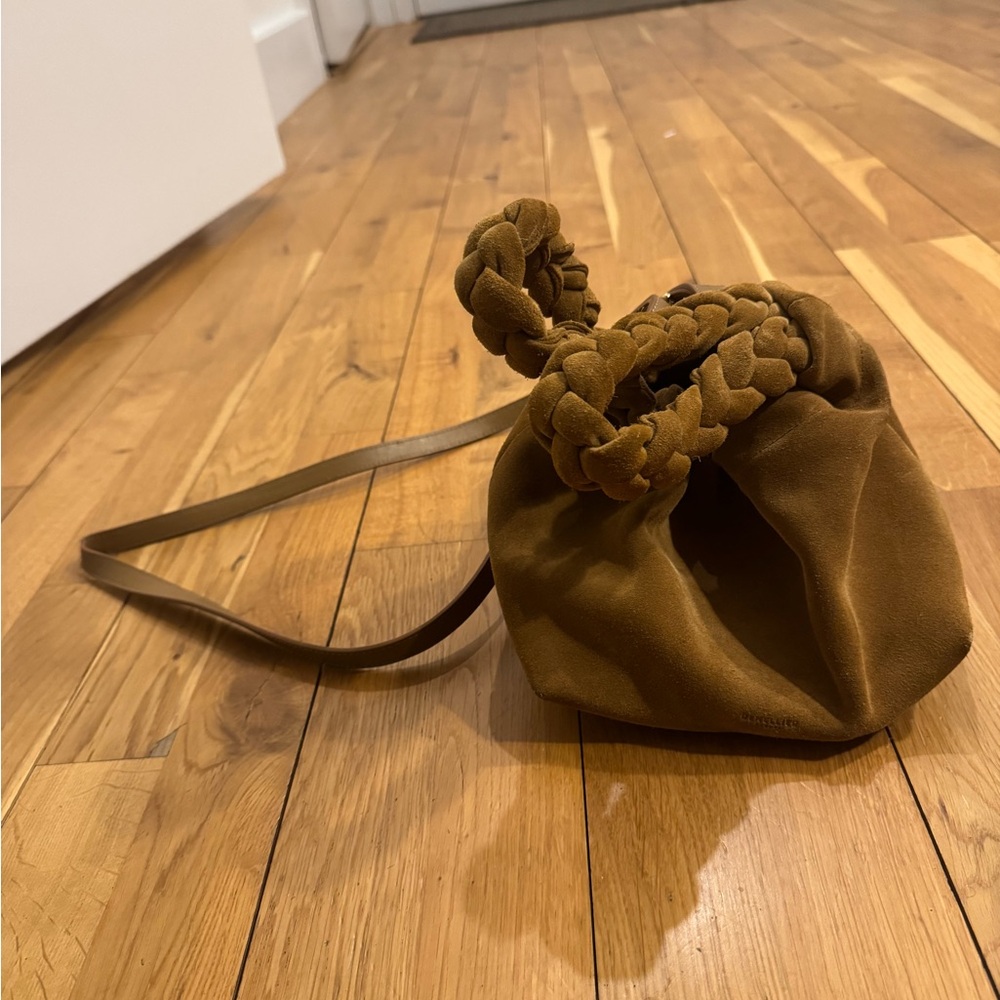 DeMellier Tan Suede Mini Bag with Braided Handle